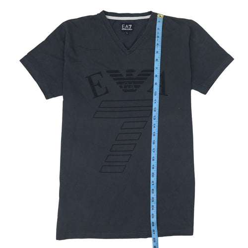 Emporio Armani EA7 Men's Black V-Neck Short Sleeve Cotton T-Shirt Size L