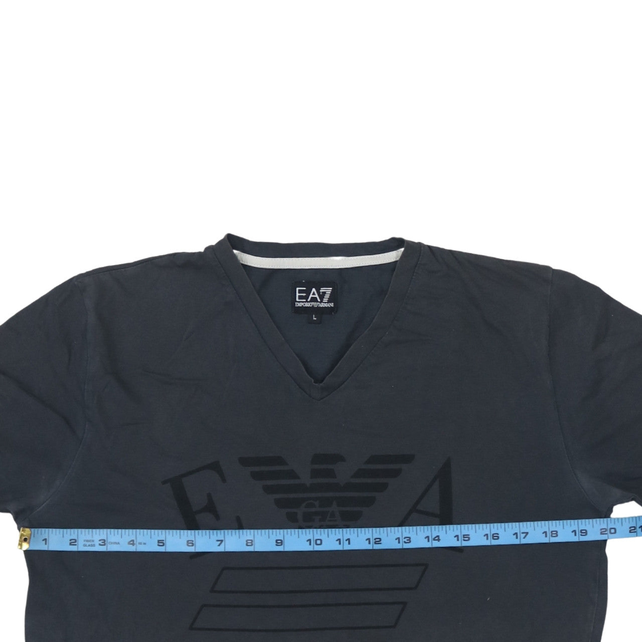 Emporio Armani EA7 Men's Black V-Neck Short Sleeve Cotton T-Shirt Size L