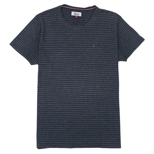 Tommy Hilfiger Men Blue Striped Crew Neck Cotton T-Shirt XL