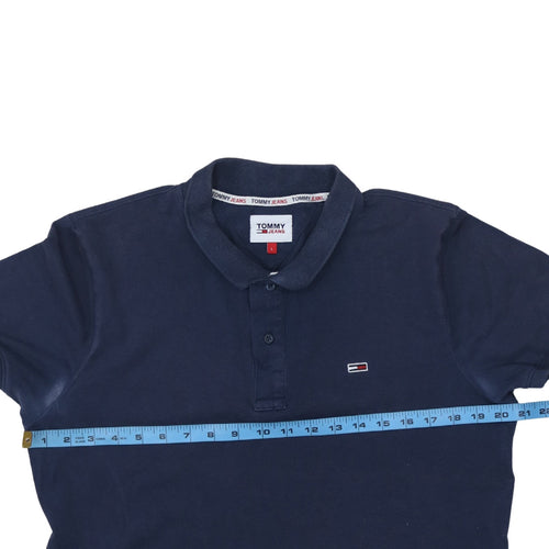 Tommy Jeans Men's Blue Cotton Polo Shirt Size L Classic Fit