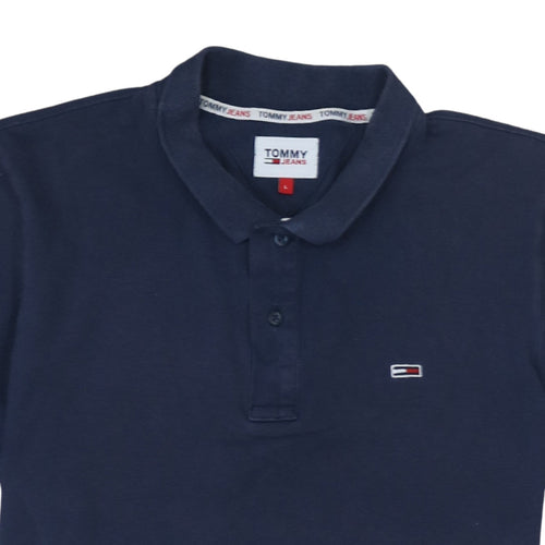 Tommy Jeans Men's Blue Cotton Polo Shirt Size L Classic Fit