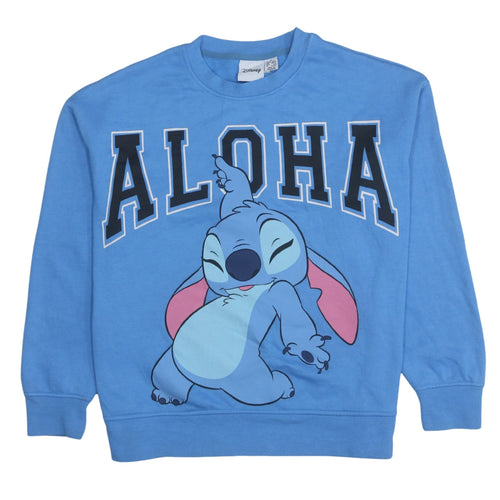 Disney Women Blue Stitch Aloha Pullover Sweatshirt Size S