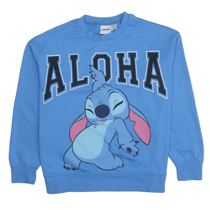Disney Women Blue Stitch Aloha Pullover Sweatshirt Size S