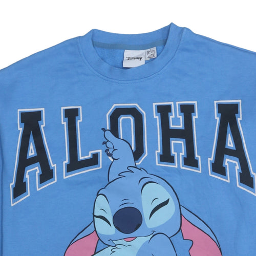 Disney Women Blue Stitch Aloha Pullover Sweatshirt Size S