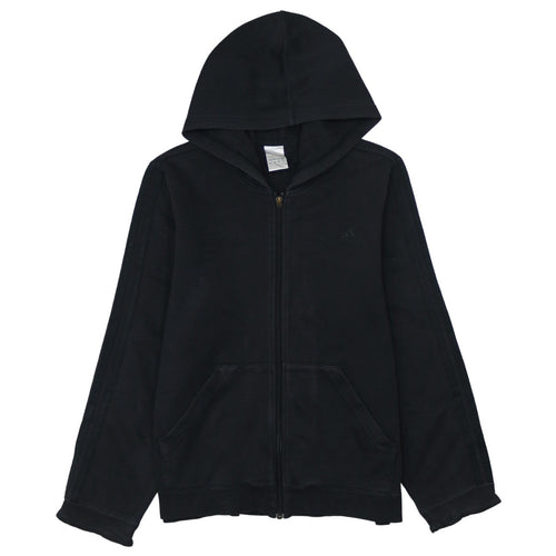 Adidas Women Black Full Zip Hoodie Cotton Blend Size M