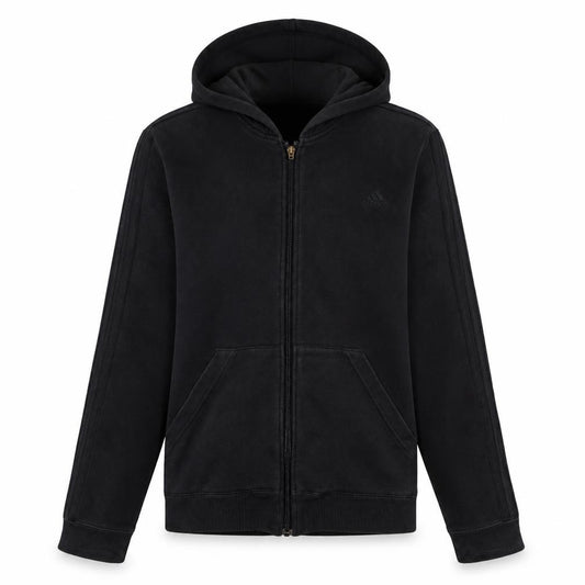 Front view of Adidas Women Black Full Zip Hoodie Cotton Blend, size M