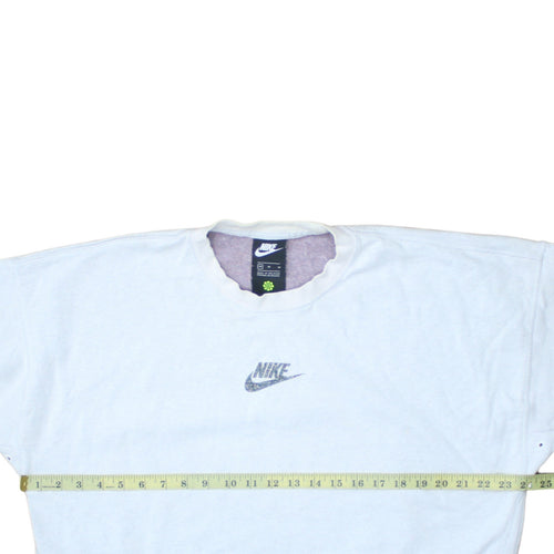 Nike Women's White Pullover Sweatshirt Medium Crew Neck Logo Cotton Blend
