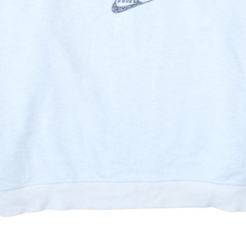 Nike Women's White Pullover Sweatshirt Medium Crew Neck Logo Cotton Blend