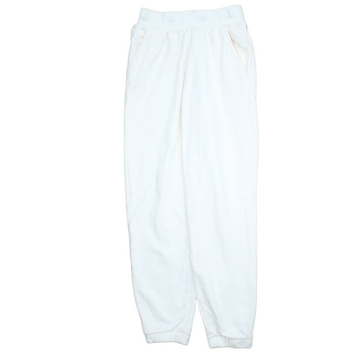 adidas Womens White Jogger Trousers Size 12 Fleece Cotton Blend