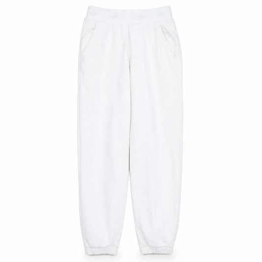 adidas Womens White Jogger Trousers Size 12 Fleece Cotton Blend