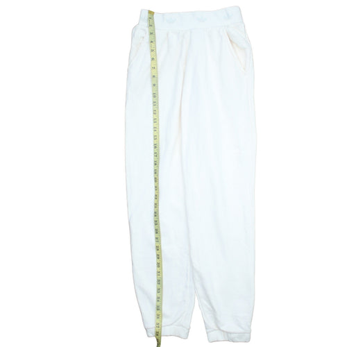 adidas Womens White Jogger Trousers Size 12 Fleece Cotton Blend