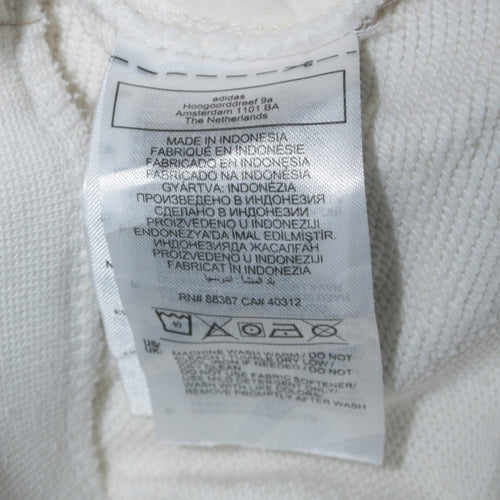 adidas Womens White Jogger Trousers Size 12 Fleece Cotton Blend