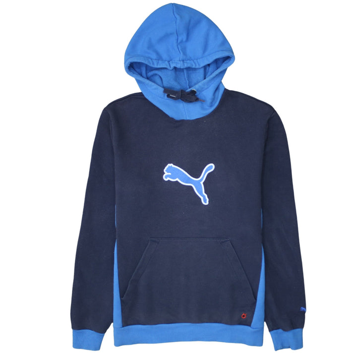 Puma Men Blue Pullover Hoodie Medium Logo Fleece Sweatshirt