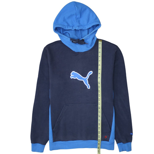 Puma Men Blue Pullover Hoodie Medium Logo Fleece Sweatshirt