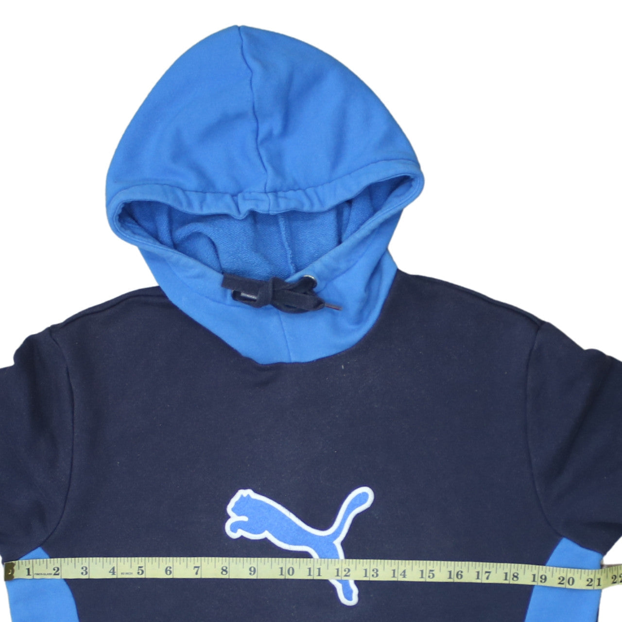 Puma Men Blue Pullover Hoodie Medium Logo Fleece Sweatshirt