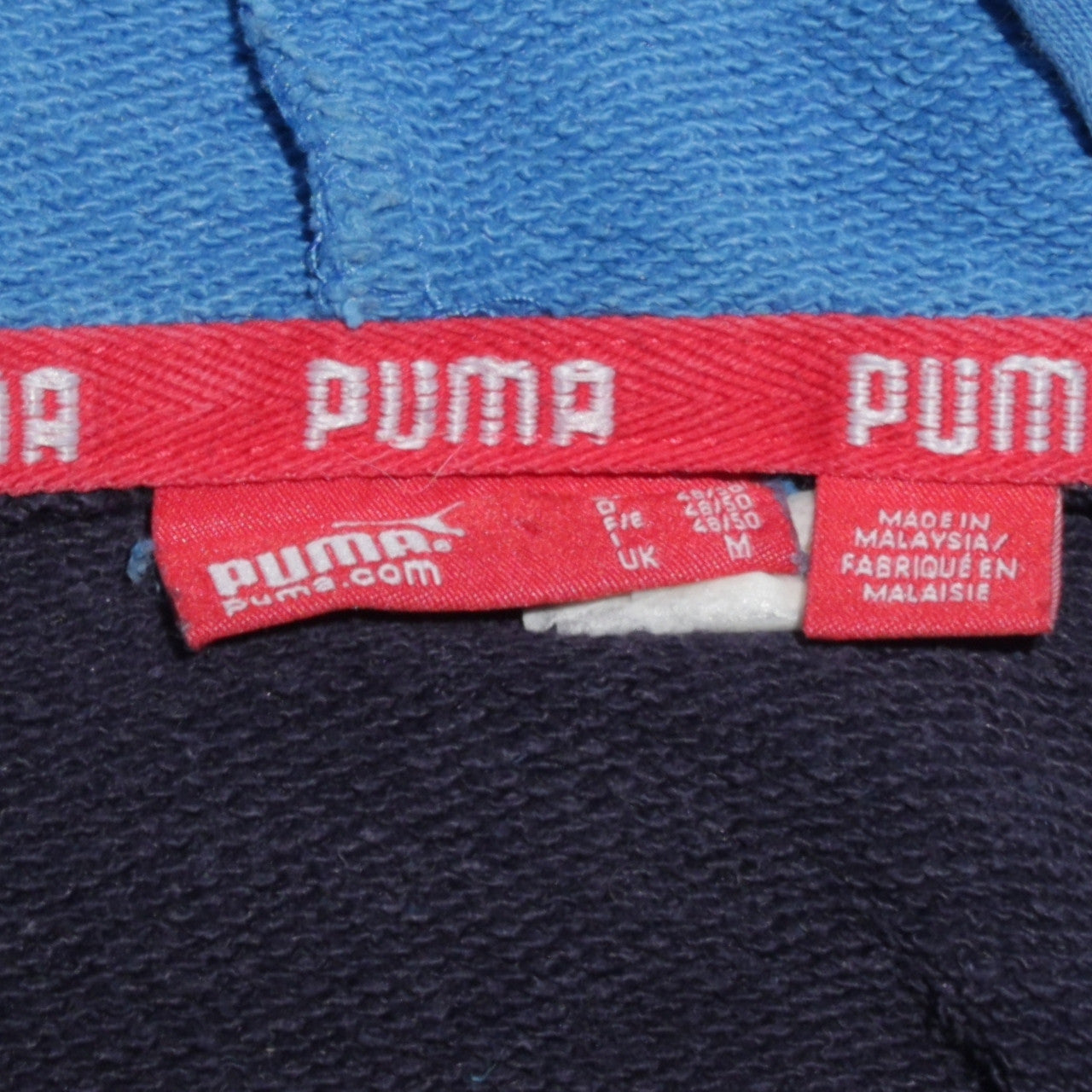 Puma Men Blue Pullover Hoodie Medium Logo Fleece Sweatshirt