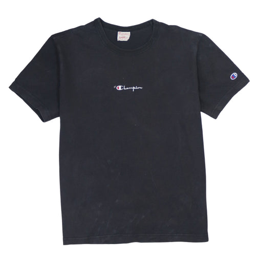 Champion Men's Black Small Cotton Crew Neck Logo T-Shirt
