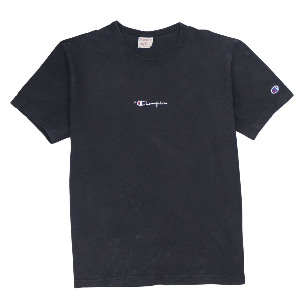 Champion Men's Black Small Cotton Crew Neck Logo T-Shirt