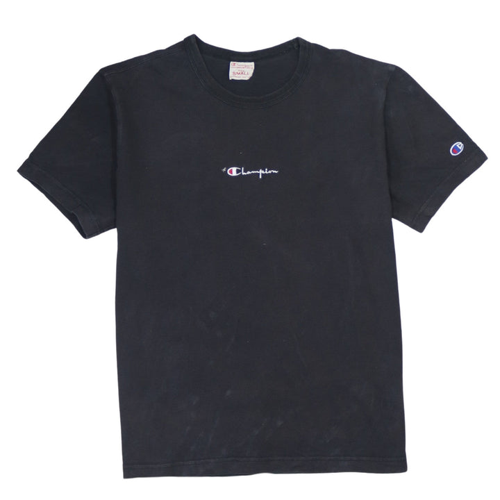 Champion Men's Black Small Cotton Crew Neck Logo T-Shirt