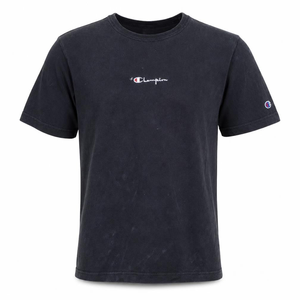 Champion Men's Black Small Cotton Crew Neck Logo T-Shirt