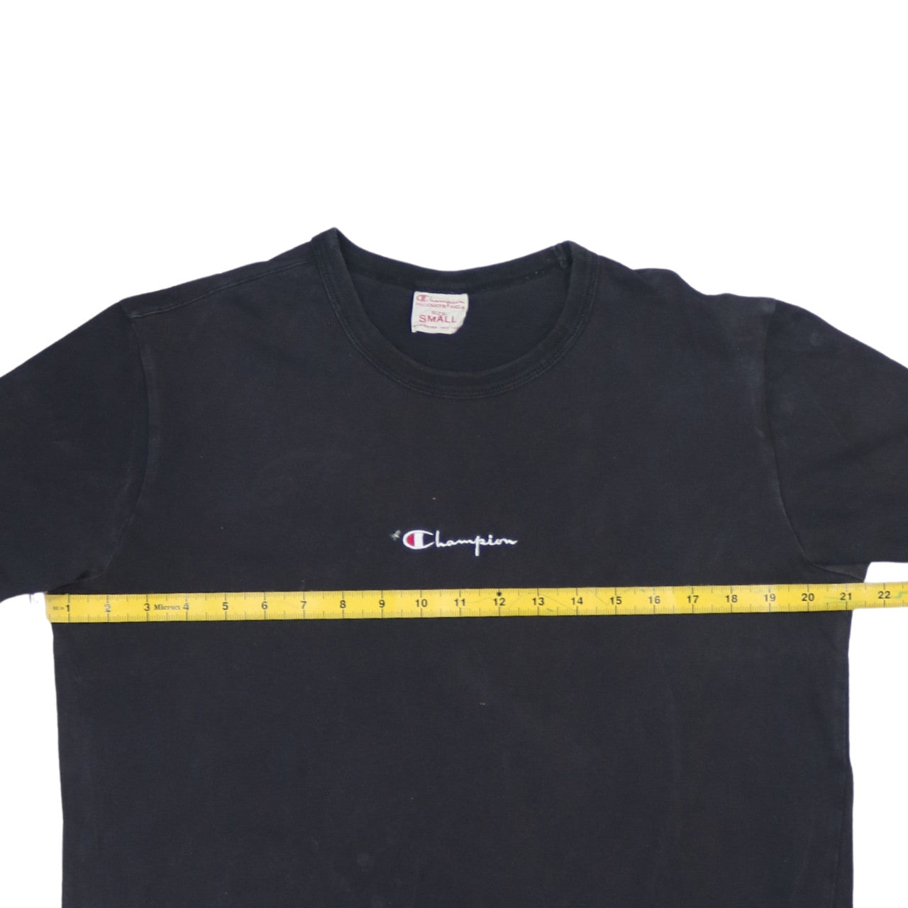 Champion Men's Black Small Cotton Crew Neck Logo T-Shirt