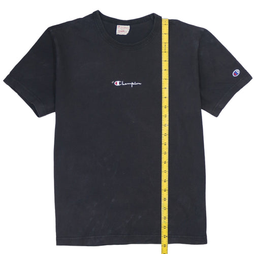 Champion Men's Black Small Cotton Crew Neck Logo T-Shirt