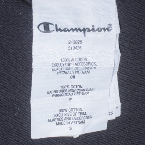 Champion Men's Black Small Cotton Crew Neck Logo T-Shirt