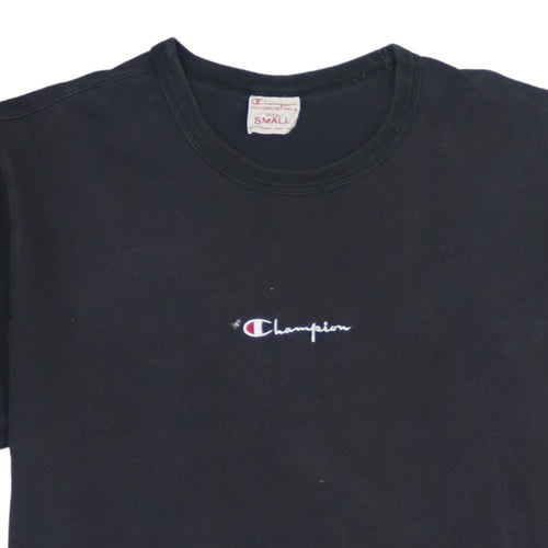 Champion Men's Black Small Cotton Crew Neck Logo T-Shirt
