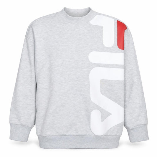 Front view of Fila men’s grey small logo pullover sweatshirt