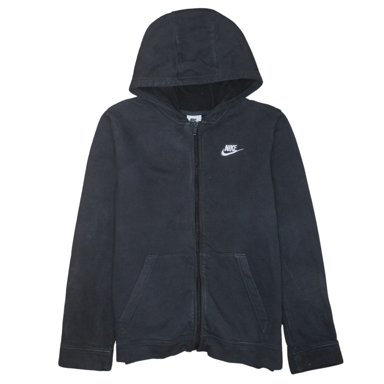 Nike Boys Black Full Zip Fleece Hoodie XL 158-170cm Lightweight Hooded Top