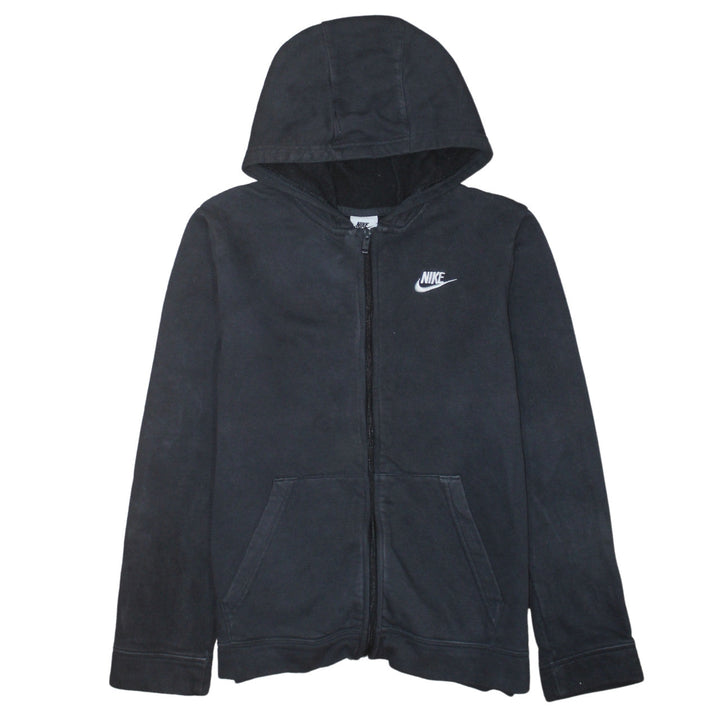 Nike Boys Black Full Zip Fleece Hoodie XL 158-170cm Lightweight Hooded Top