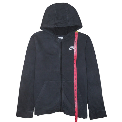 Nike Boys Black Full Zip Fleece Hoodie XL 158-170cm Lightweight Hooded Top