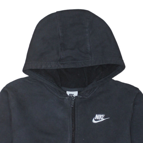 Nike Boys Black Full Zip Fleece Hoodie XL 158-170cm Lightweight Hooded Top