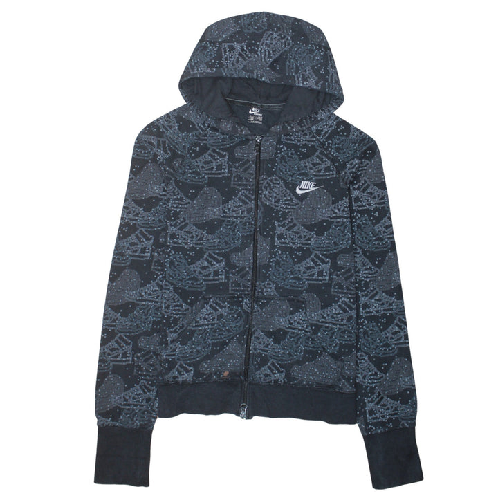 Nike Women's Black Full Zip Hoodie XL 16/18 Graphic Print Sportswear