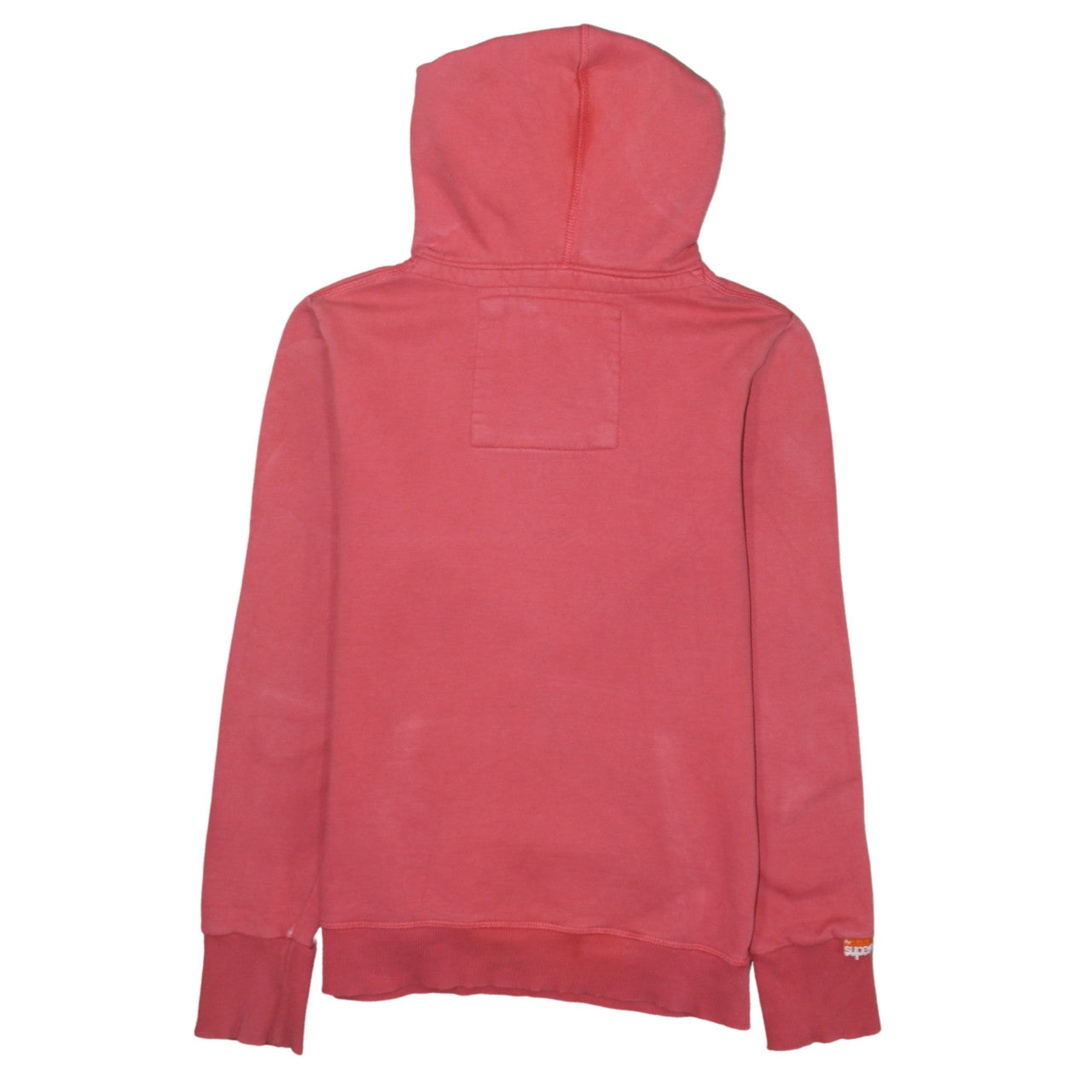 Superdry Men Red Pullover Hoodie Large Graphic Fleece Retro Style