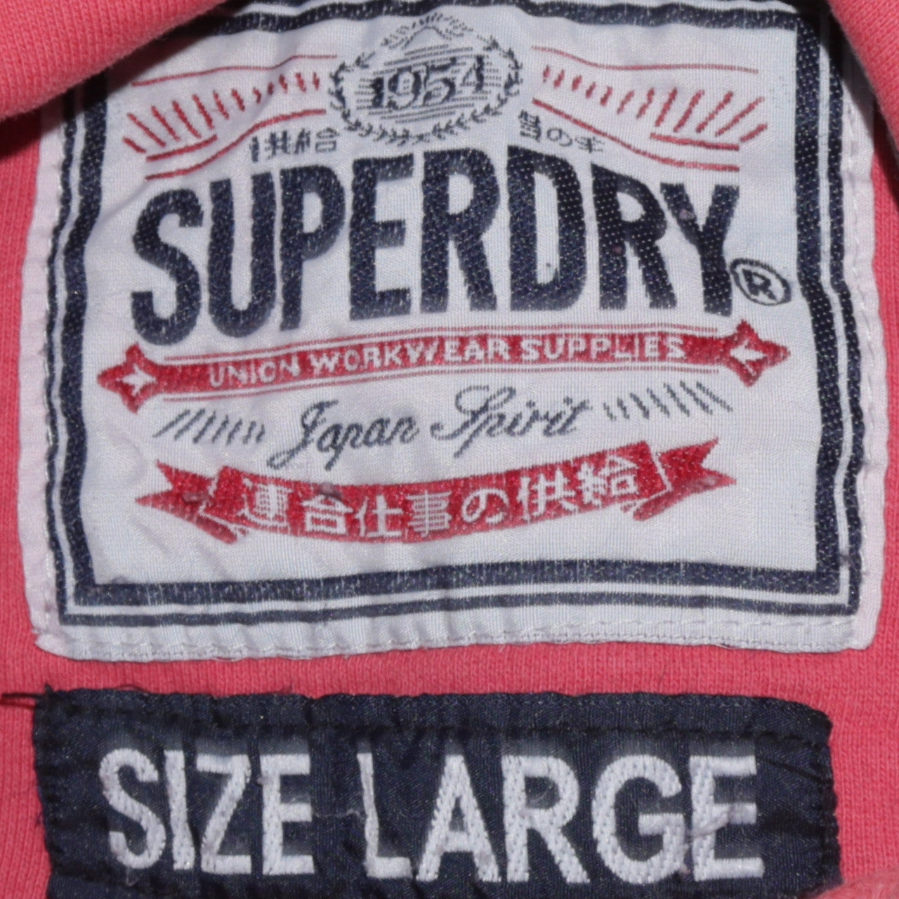 Superdry Men Red Pullover Hoodie Large Graphic Fleece Retro Style