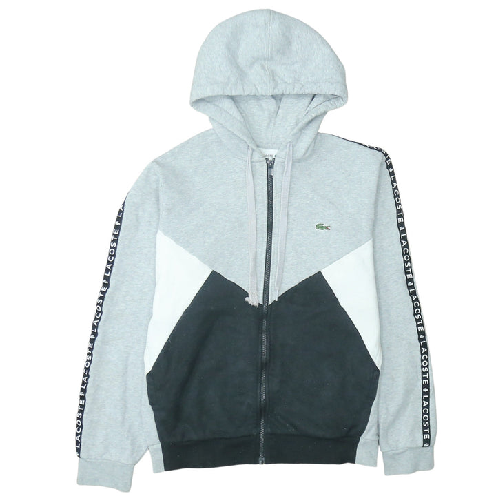Lacoste Men’s Grey Full Zip Hoodie Size M Colour Block Logo Sweatshirt