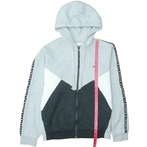 Lacoste Men’s Grey Full Zip Hoodie Size M Colour Block Logo Sweatshirt