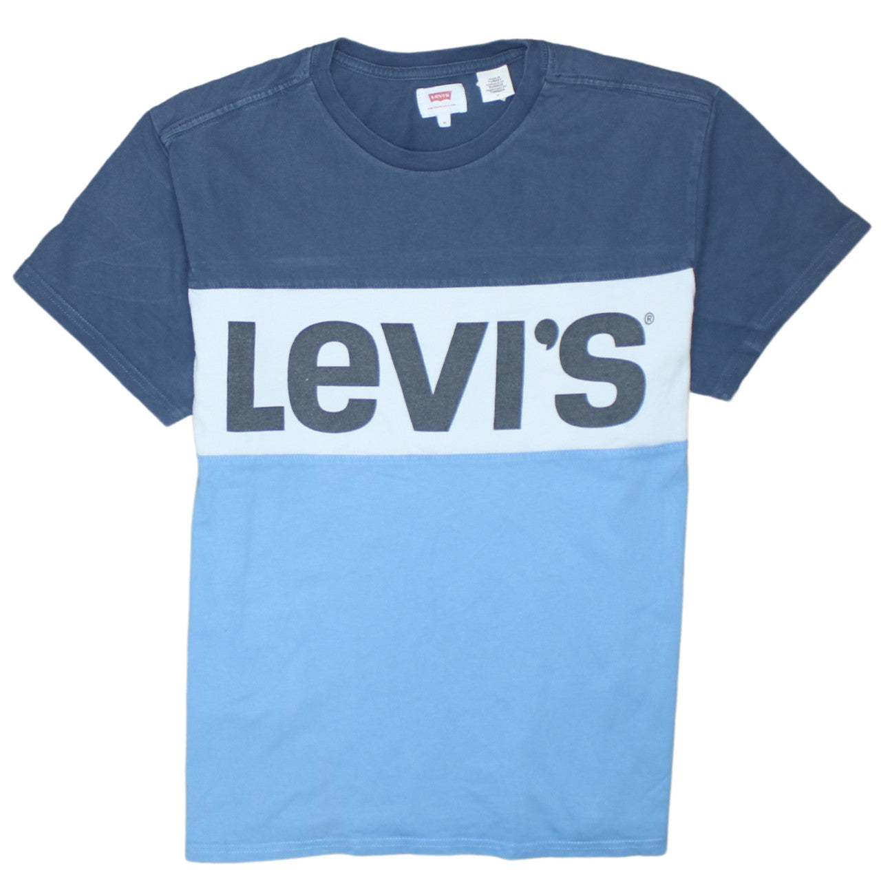 Levi's Men's Blue Colourblock Logo Cotton T-Shirt Size M