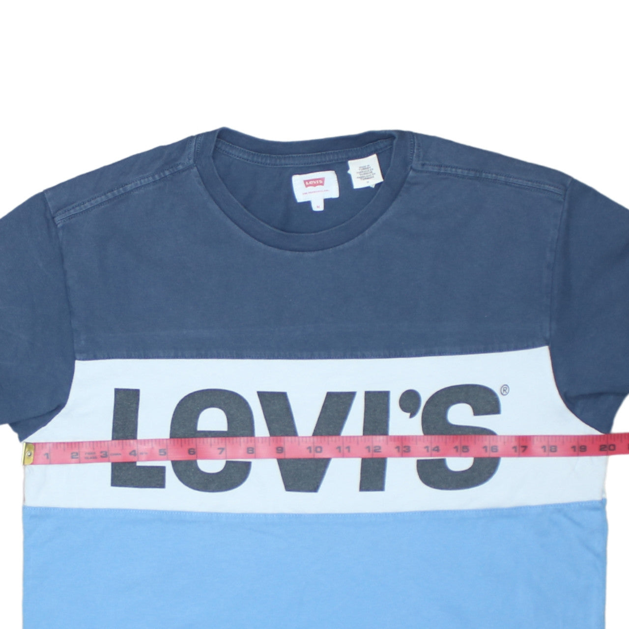 Levi's Men's Blue Colourblock Logo Cotton T-Shirt Size M