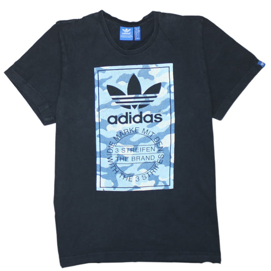 Adidas Men's Black Blue Camouflage Logo Graphic T-Shirt Size M