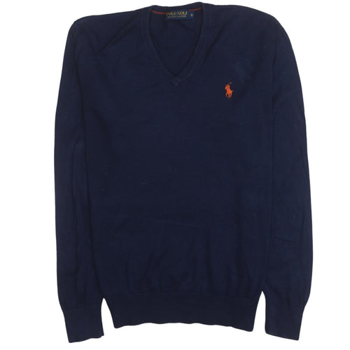 Ralph Lauren Polo Golf Men's Blue V-Neck Cotton Jumper Size S