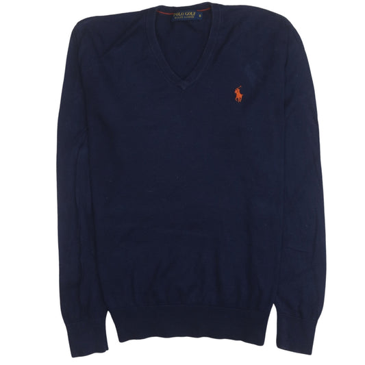 Ralph Lauren Polo Golf Men's Blue V-Neck Cotton Jumper Size S
