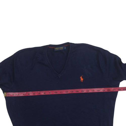 Ralph Lauren Polo Golf Men's Blue V-Neck Cotton Jumper Size S