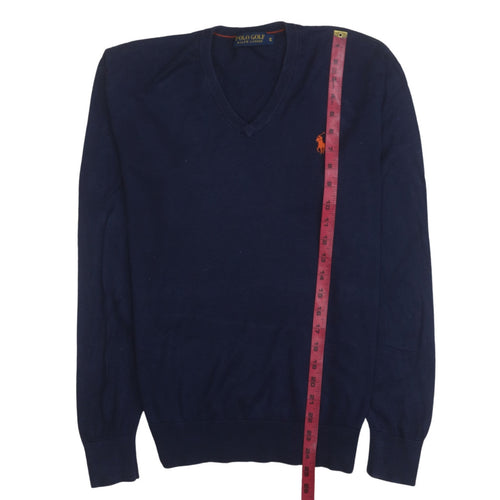 Ralph Lauren Polo Golf Men's Blue V-Neck Cotton Jumper Size S