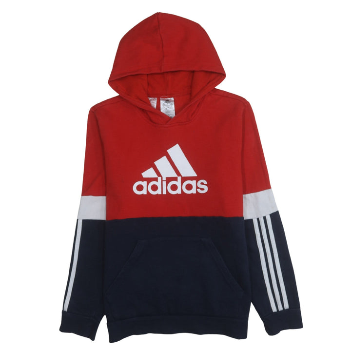 Adidas Boys Red & Navy Colourblock Pullover Hoodie 15-16 Years