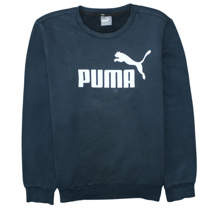 Puma Men's Blue Crew Neck Logo Pullover Sweatshirt Size S