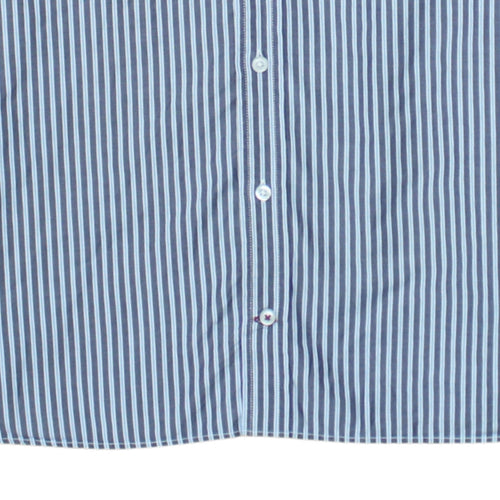 Tommy Hilfiger Men's Blue Striped Button-Down Cotton Shirt M Slim Fit