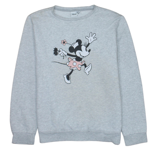 Disney Womens Grey Minnie Mouse Sweatshirt M Crew Neck Pullover