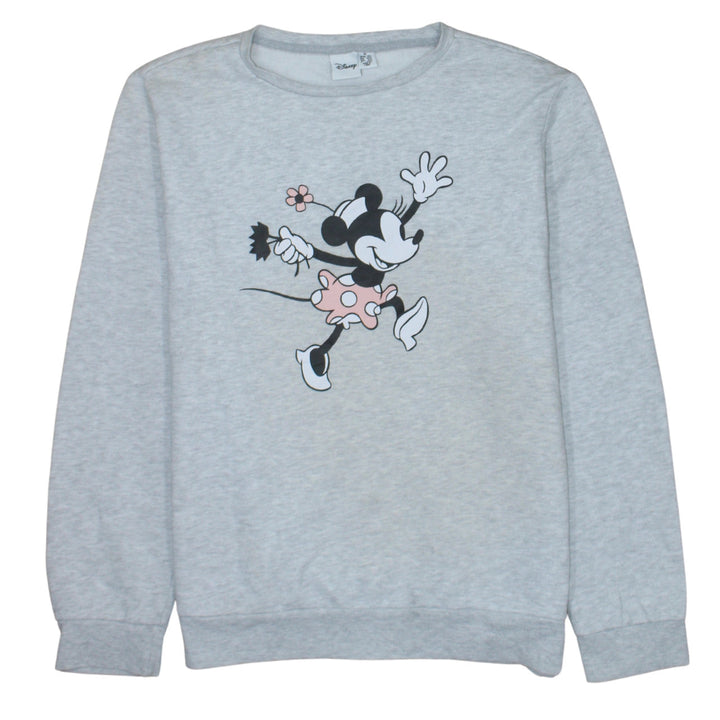 Disney Womens Grey Minnie Mouse Sweatshirt M Crew Neck Pullover